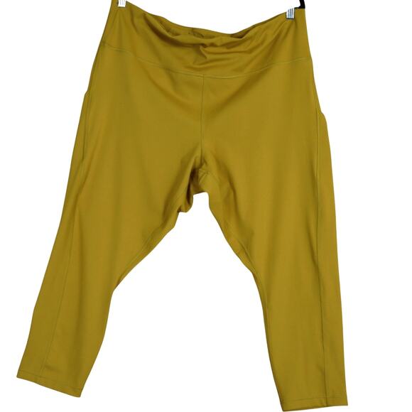 Athleta Womens Ultimate Stash Pocket 7/8 Tight Plus Size 3X Mustard Yellow Gym - Picture 2 of 11